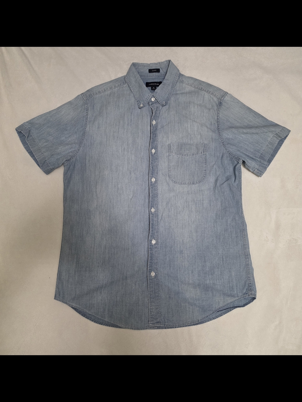 J.Crew Jeans Classic Fit Chambray Denim Short Sleeve Shirt Mens Medium Blue